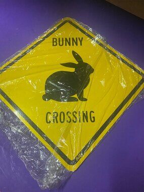 Two "Bunny Crossing" Signs - 10x10 Aluminum - One Used & One Still in Packaging